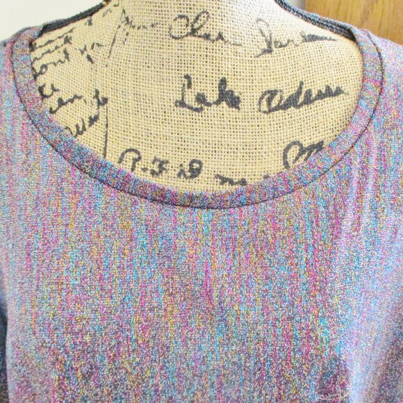 ASOS Women's Plus Size, Multicolor Metallic Thread Short Sleeve Top Stretch, 22 - Picture 3 of 11